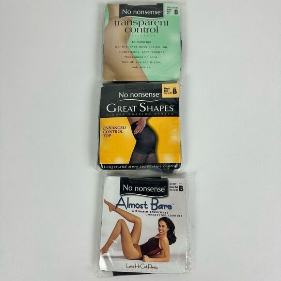 No Nonsense Control Pantyhose Nylons size B Almost Black - Picture 1 of 9